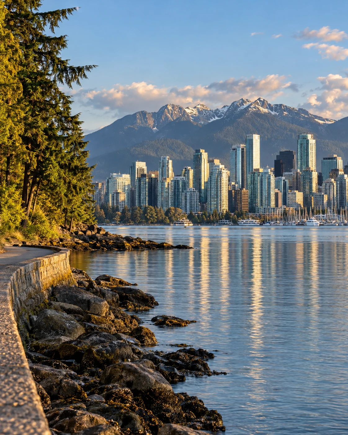 Vancouver y sus montañas vistas desde la bahía.